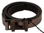 Costume National Chic Pink Metallic Leather Belt with Bronze Buckle