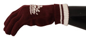 Dolce & Gabbana Elegant Red Cashmere Gloves with Crown Motif