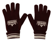 Dolce & Gabbana Elegant Red Cashmere Gloves with Crown Motif