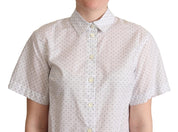 Dolce & Gabbana White Black Polka Dots Collar Blouse Shirt