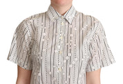 Dolce & Gabbana White Circles Dots Collared Button Up Shirt