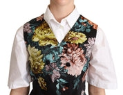 Dolce & Gabbana Black Jacquard Floral Waistcoat Vest