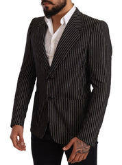 Dolce & Gabbana Elegant Black Striped Virgin Wool Blazer