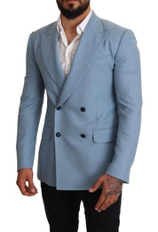 Dolce & Gabbana Elegant Blue Cashmere-Silk Men's Blazer