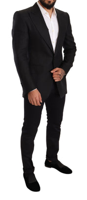 Dolce & Gabbana Elegant Slim Fit Black Linen Blazer