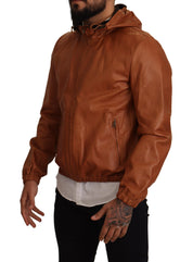 Dolce & Gabbana Elegant Brown Leather Bomber Jacket