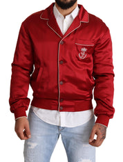 Dolce & Gabbana Sumptuous Silk Red Bomber Jacket