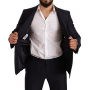 Dolce & Gabbana Blue Pattern MARTINI SLIM FIT 2 Piece Suit