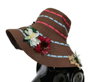 Dolce & Gabbana Brown Knitted Straw Floral Hat