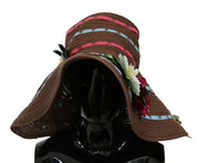 Dolce & Gabbana Brown Knitted Straw Floral Hat