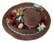 Dolce & Gabbana Brown Knitted Straw Floral Hat