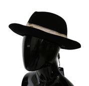 Dolce & Gabbana Black Lapin Amor Gignit Wide Brim Panama Hat