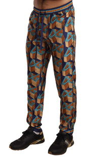 Dolce & Gabbana Elegant Silk Jogger Pants with Vibrant Print