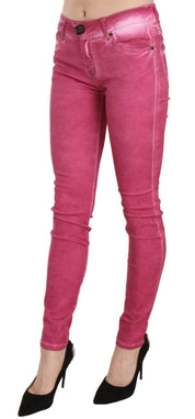 PLEIN SUD Pink Velvet Mid Waist Skinny Trouser Pants
