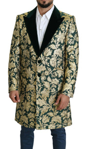 Dolce & Gabbana Elegant Gold Green Jacquard Sicilia Jacket