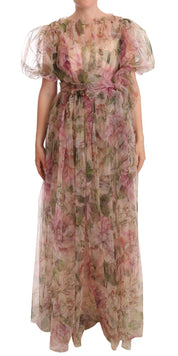 Dolce & Gabbana Multicolor Floral Print Long Maxi Gown Dress