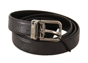 Dolce & Gabbana Elegant Black Leather Belt with Silver Buckle