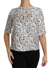 Dolce & Gabbana White Musical Instruments Print Blouse