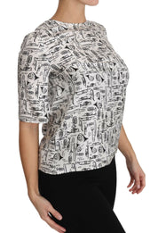 Dolce & Gabbana White Musical Instruments Print Blouse