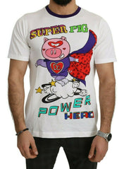 Dolce & Gabbana Chic White Cotton Pig Motif Tee