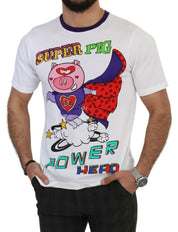 Dolce & Gabbana Chic White Cotton Pig Motif Tee