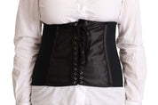 Dolce & Gabbana Black Corset Belt Stretch Waist Strap Top