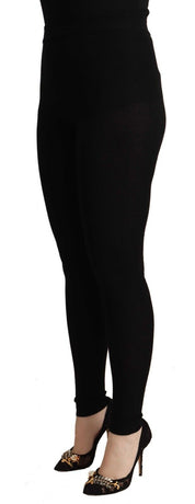 Dolce & Gabbana Black Cashmere Stretch Waist Tights Pants