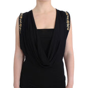 Roccobarocco Black Embellished Jersey Mini Sheath Short Dress