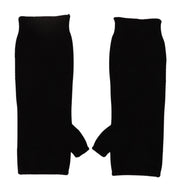 Dolce & Gabbana Black Knitted Fingerless Elbow Length Gloves
