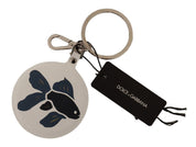 Dolce & Gabbana Chic White Leather Keychain