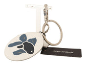 Dolce & Gabbana Chic White Leather Keychain