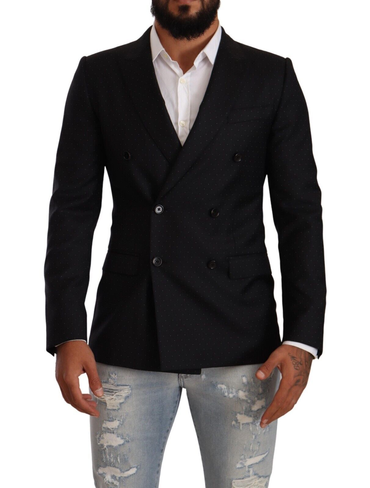 Dolce & Gabbana Elegant Black Dotted Formal Blazer