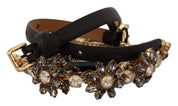 Dolce & Gabbana Elegant Crystal Daisy Chain Leather Belt