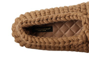 Dolce & Gabbana Brown Slip On Ballerina Flats Wool Knit Shoes