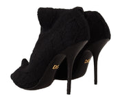 Dolce & Gabbana Black Stretch Socks Knee High Booties Shoes