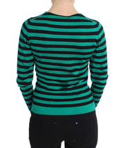 Dolce & Gabbana Green Black Silk Cashmere Sweater