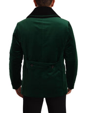 Dolce & Gabbana Elegant Velvet Double Breasted Overcoat