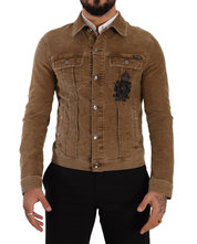 Dolce & Gabbana Elegant Corduroy Logo Jacket