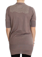 PINK MEMORIES Purple Lace Cotton Cardigan Sweater