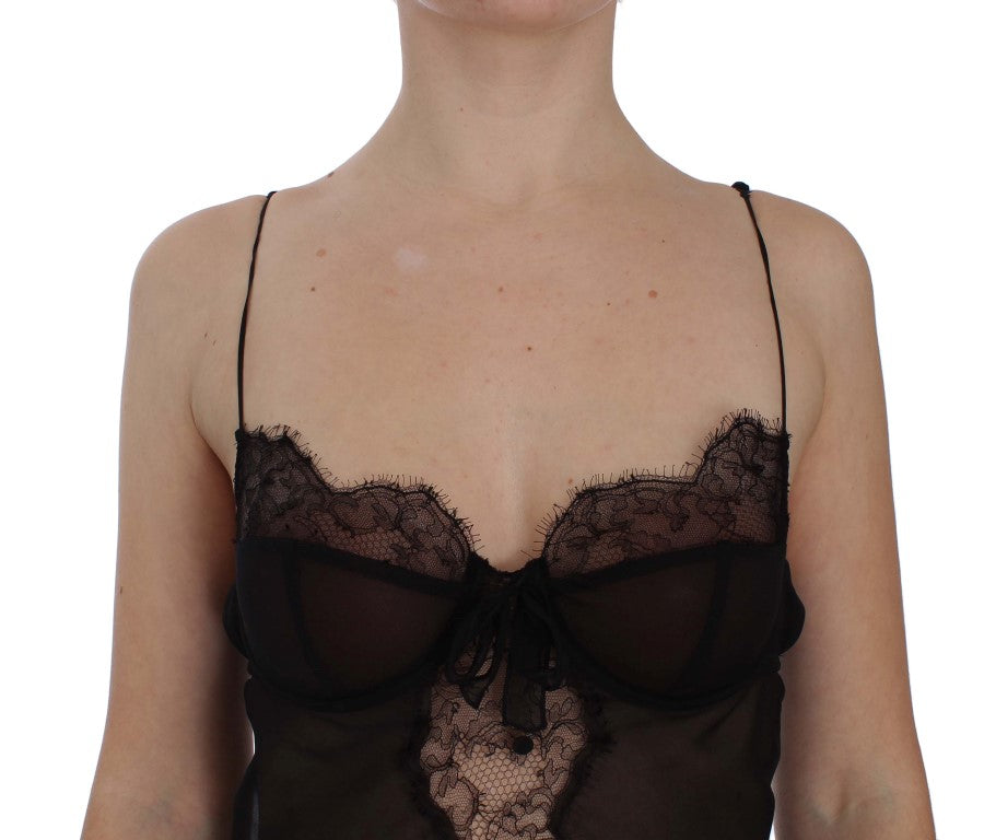 Dolce & Gabbana Black Silk Lace Babydoll Lingerie Top