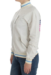 John Galliano White Mock Zip Cardigan Sweatshirt Sweater