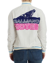 John Galliano White Mock Zip Cardigan Sweatshirt Sweater