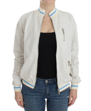 John Galliano White Mock Zip Cardigan Sweatshirt Sweater