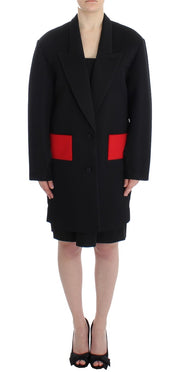 KAALE SUKTAE Black Coat Trench Long Draped Jacket Blazer