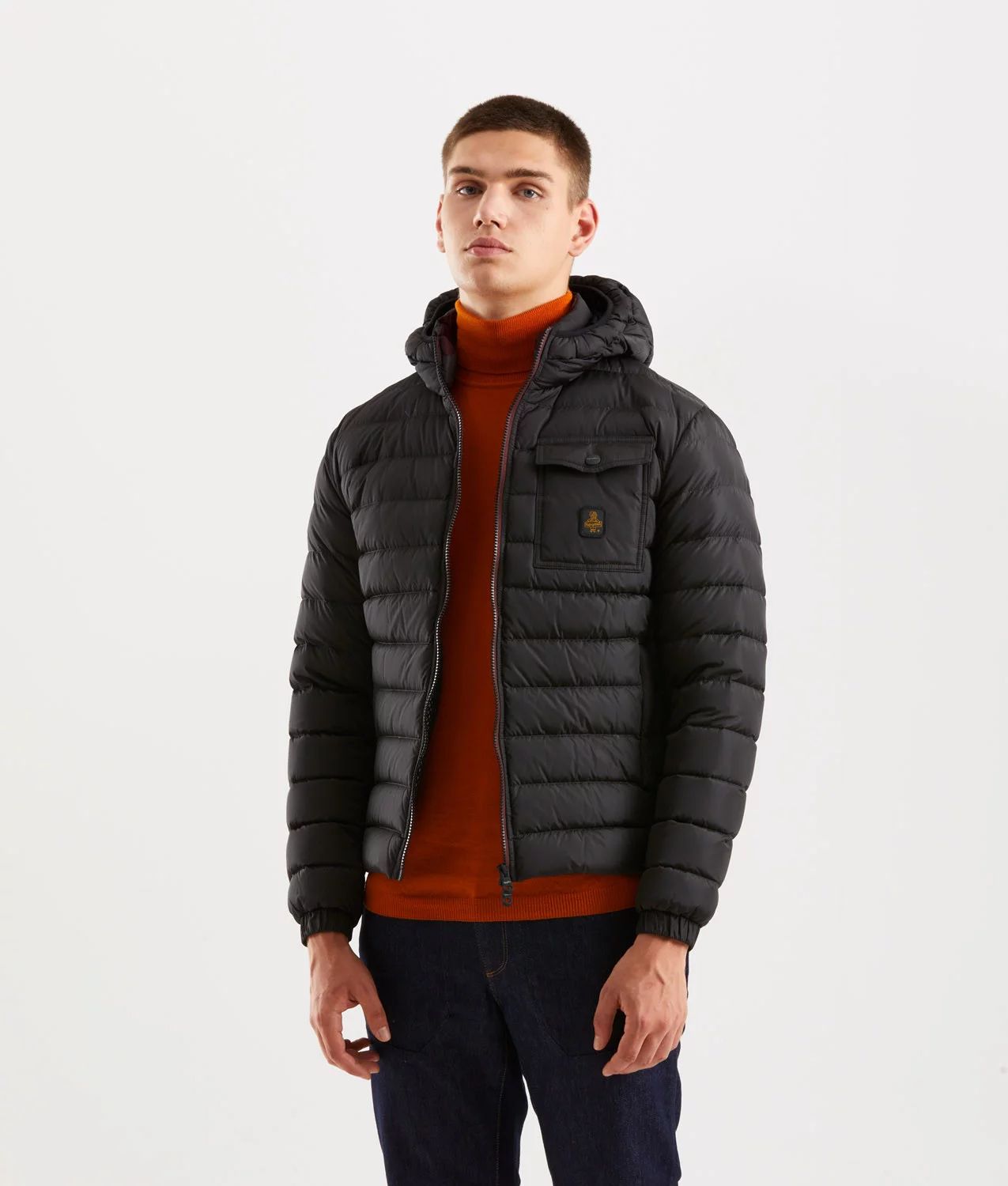 Refrigiwear Sleek Hooded Down Jacket with Pockets