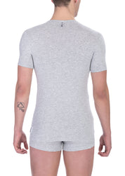 Bikkembergs Gray Cotton Men T-Shirt