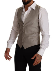 Dolce & Gabbana Elegant Single Breasted Dress Vest in Beige