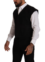 Dolce & Gabbana Elegant Black Wool Cotton Dress Vest