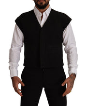 Dolce & Gabbana Elegant Black Wool Cotton Dress Vest