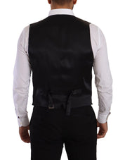 Dolce & Gabbana Elegant Grey Double-Breasted Dress Vest